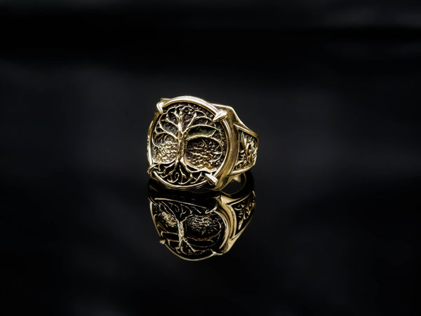 Tree of Life Ring for Mens Biker Gothic Brass Jewelry Size 6-15 Br-401