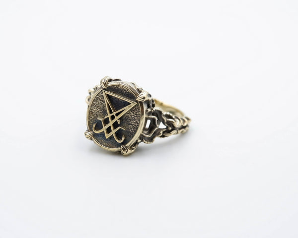 Sigil of Lucifer Ring Women Satanic Seal of Satan Brass Jewelry Size 5-15 Br-440