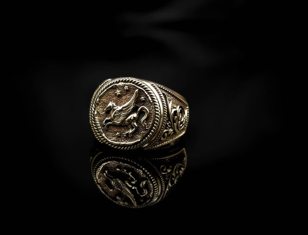 Pegasus Ring Ancient Greekl Flying Horse Brass Jewelry Size 6-15 Br-417