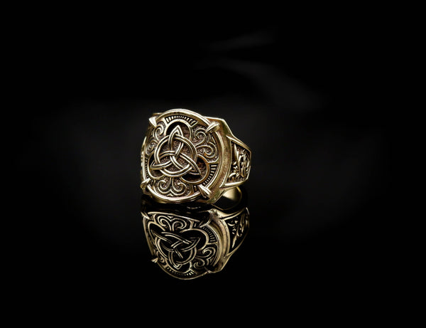 Triquetra Trinity Knot Ring for Men Ancient Viking Celtic Brass Jewelry Size 6-15 Br-404