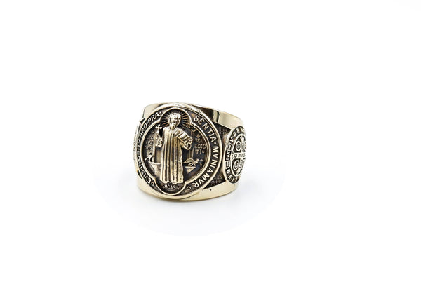 Saint Benedict Ring Exorcism Christian Brass Jewelry Size 6-15