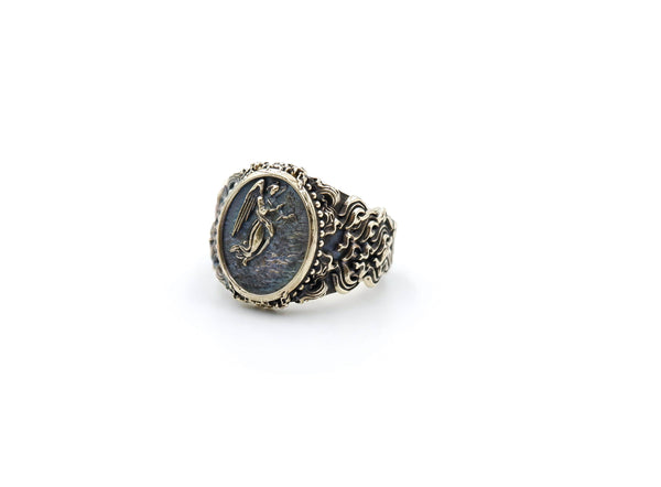Saint St Gabriel the Archangel Ring Amulet Protection Mens Womens Brass Jewelry Size 6-15
