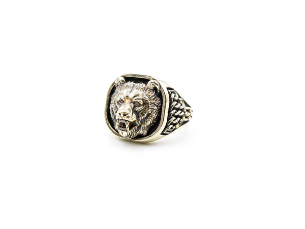 Scandinavian Bear Ring Gothic Men Animal for Men Women Brass Jewelry Size 6-15