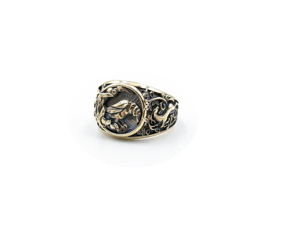 Viking Raven Animal Rings for Women Men Crow Bird Amulet Brass Jewelry Size 6-15