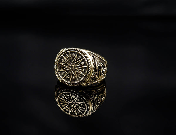 Trident Mandala Ring Greek Ancient Amulet Brass Jewelry Size 6-15 Br-415