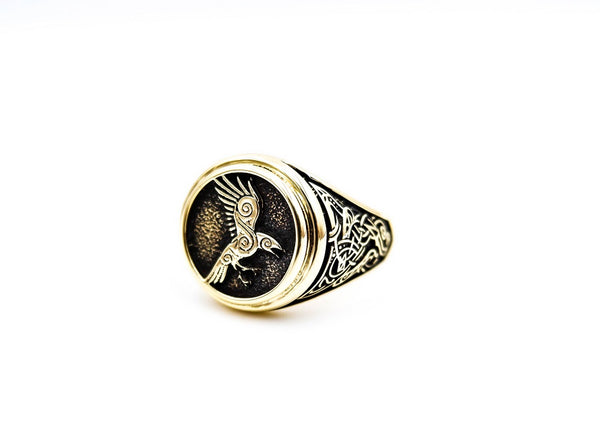 Raven Ring Viking Brass Jewelry BR-136