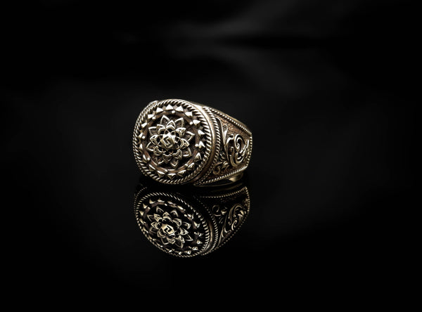 Mandala Ring for Men Flower of Life Brass Jewelry Size 6-15 Br-414