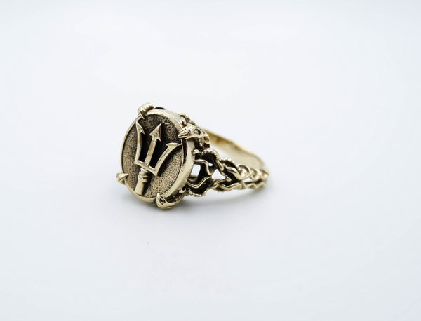 Poseidon Greek God of The Sea Trident Ring Women Brass Jewelry Size 6-15 Br-447