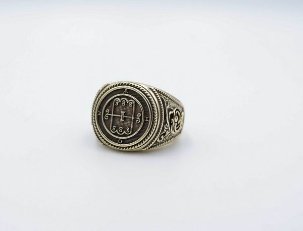 Seal of Amon Ring Lesser Key of Solomon Seal Magic Brass Jewelry Br-531, Yellow