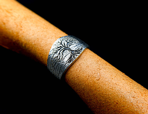 Tree of Life Band Ring Men Women 925 Sterling Silver Size 6-15