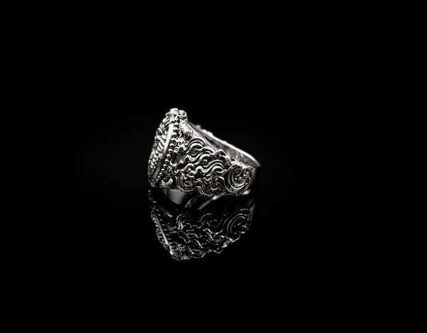 Egyptian Pharaoh Skull Ring Gothic Biker Amulet Jewelry 925 Sterling Silver