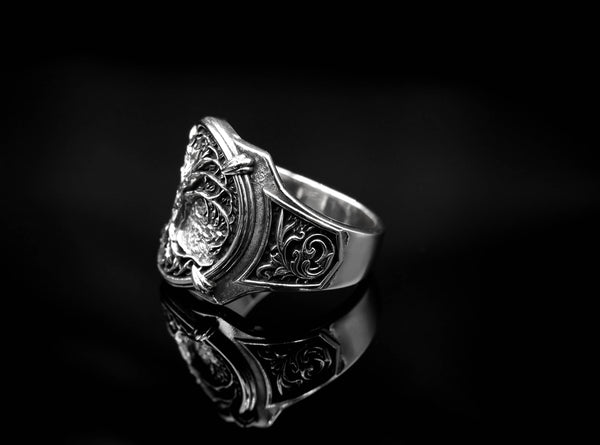 Tree of Life Ring for Mens Biker Gothic Jewelry 925 Sterling Silver R-401