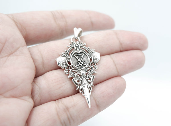 Sigil Of Lucifer Pendant Seal of Satan Anniversary Gothic Gift for Men Women 925 Sterling Silver