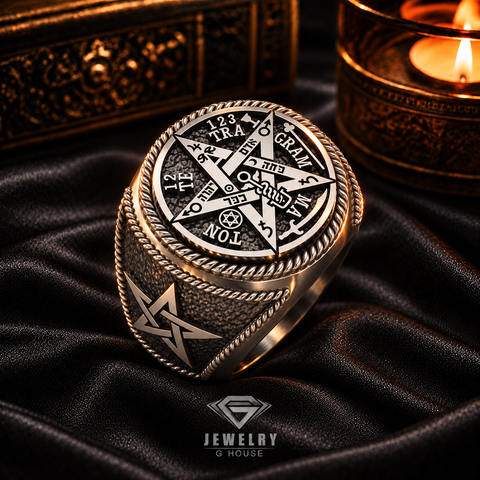 Ceremonial Magic Seal of Solomon Tetragrammaton Ring 925 Sterling Silver Size 6-15