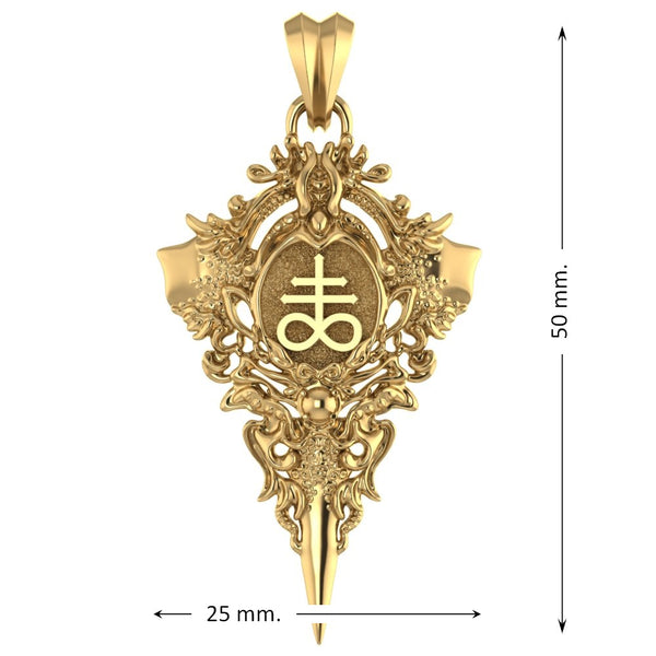 Church of Satan Satanic Baphomet Leviathan Cross Signet Pendant Brass Jewelry