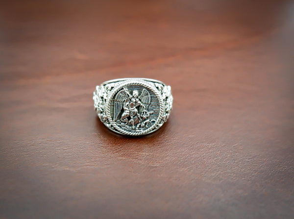 Angel Saint Michael Ring for Men Punk Christian Jewelry 925 Sterling Silver Size 6-15