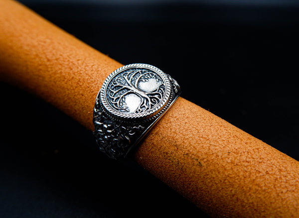 Tree of Life Ring for Mens Women Biker Gothic Jewelry 925 Sterling Silver Size 6-15