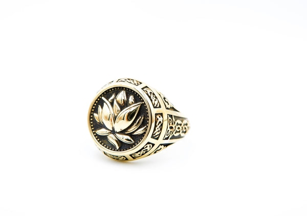 Boho Tribal Lotus Blossom Flower Ring Yoga Brass Jewelry Size 6-15