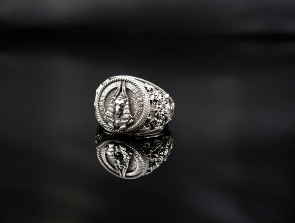 Anubis Signet Mens Ring Ancient Egyptian God Amulet Jewelry 925 Sterling Silver