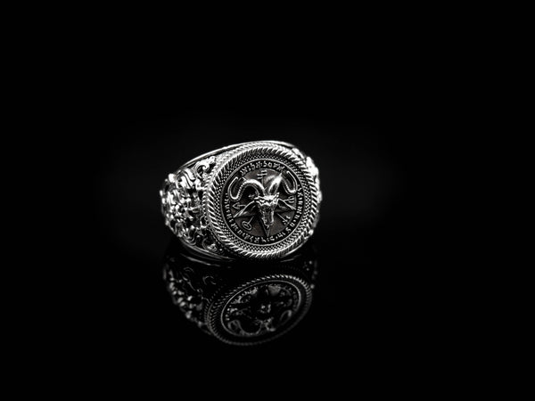 Pentagram Satanic Baphomet Goat Head Rings Leviathan Cross Satan Demon Devil Lucifer Jewelry 925 Sterling Silver