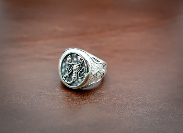 Scorpion Animal Rings for Men Gothic Punk Jewelry 925 Sterling Silver Size 6-15