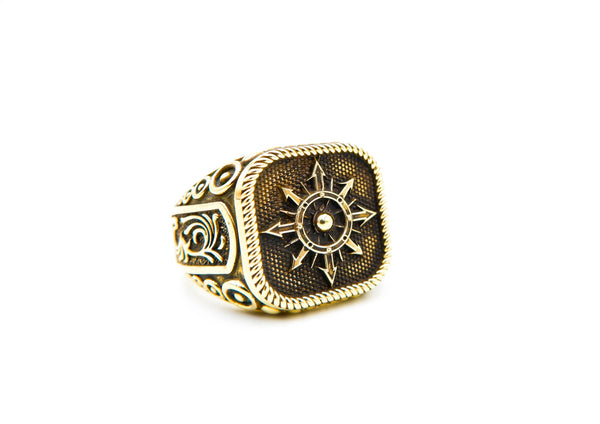 Chaos Magic Star Ring Mens Biker Gothic Brass Jewelry Size 6-15