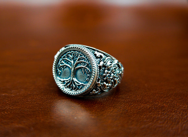 Tree of Life Ring for Mens Women Biker Gothic Jewelry 925 Sterling Silver Size 6-15