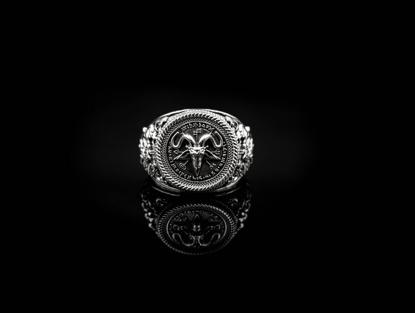Pentagram Satanic Baphomet Goat Head Rings Leviathan Cross Satan Demon Devil Lucifer Jewelry 925 Sterling Silver