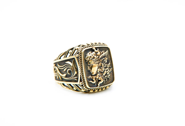 Greek Myth God Mercury Ring Ancient Greek God Brass Jewelry Size 6-15