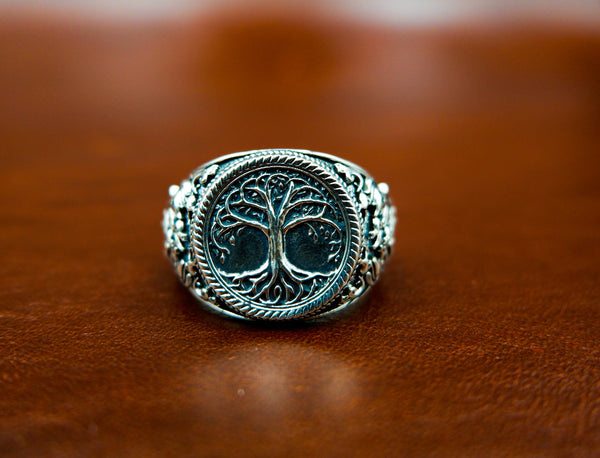 Tree of Life Ring for Mens Women Biker Gothic Jewelry 925 Sterling Silver Size 6-15