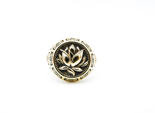 Boho Tribal Lotus Blossom Flower Ring Yoga Brass Jewelry Size 6-15