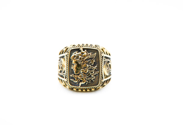 Greek Myth God Mercury Ring Ancient Greek God Brass Jewelry Size 6-15