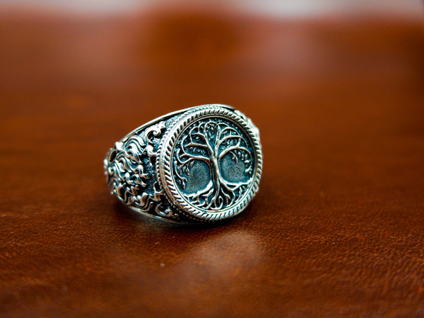 Tree of Life Ring for Mens Women Biker Gothic Jewelry 925 Sterling Silver Size 6-15