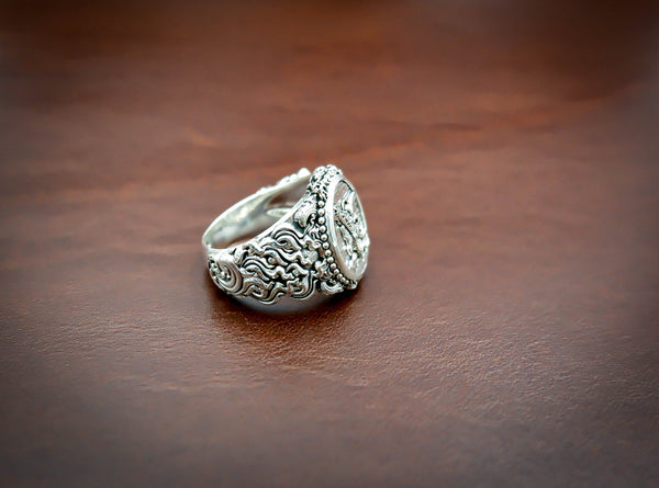St. Michael The Great Protector Archangel Defeating Satan Ring 925 Sterling Silver