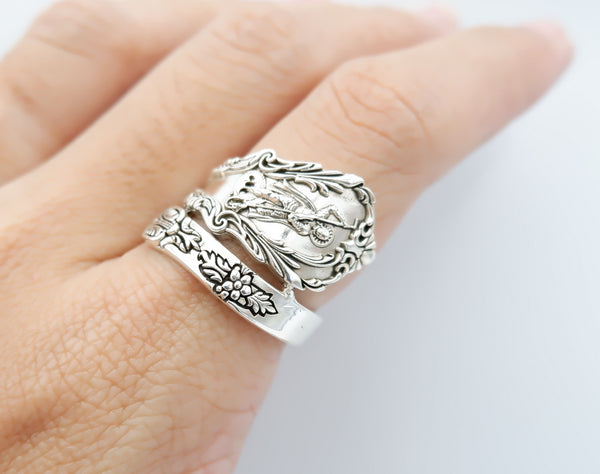 Saint George Rings for Men Protection Jewelry 925 Sterling Silver Size 6-15