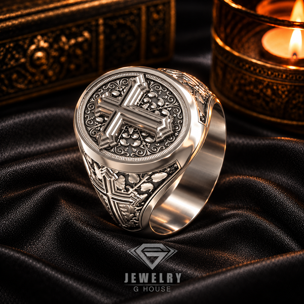 Christian Jesus Cross Ring for Women Men 925 Sterling Silver Size 6-15