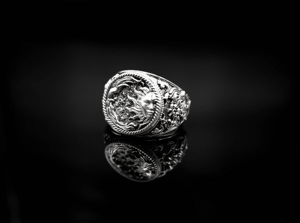 Sun and Moon Ring Love Day and Night Sky for Men Women Brass Jewelry Size 6-15 Br-355