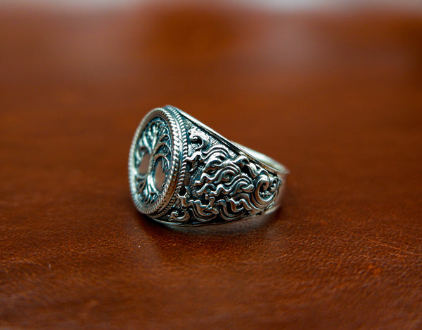 Tree of Life Ring for Mens Women Biker Gothic Jewelry 925 Sterling Silver Size 6-15