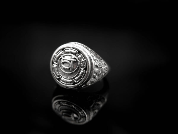 Svadhisthana Chakra Ring for Men Women Mandala Yoga Jewelry 925 Sterling Silver R-380