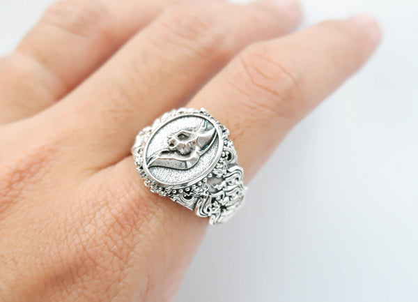 Cat Ring Gothic Biker Lovers Gifts Animal Jewelry 925 Sterling Silver