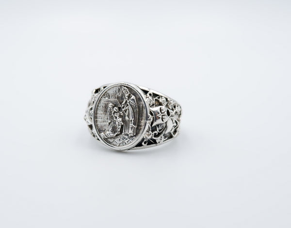 Saint Blaise Ring Protection Christian Catholic Jewelry 925 Sterling Silver R-537