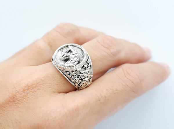 Cobra Snake Ring for Men Animal Punk Jewelry 925 Sterling Silver Size 6-15