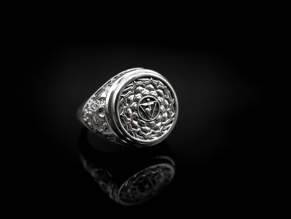 Manipura Chakra Ring for Men Women Mandala Yoga Jewelry 925 Sterling Silver R-377
