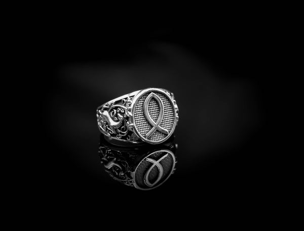 Christian Fish Ring Jesus Jewelry 925 Sterling Silver Size 6-15 R-495