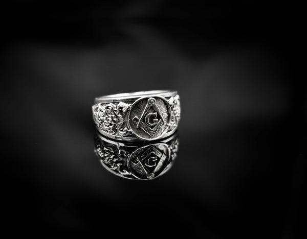 Freemason Symbol Masonic Band Rings Master Mason Biker Jewelry 925 Sterling Silver Size 6-15 R-504