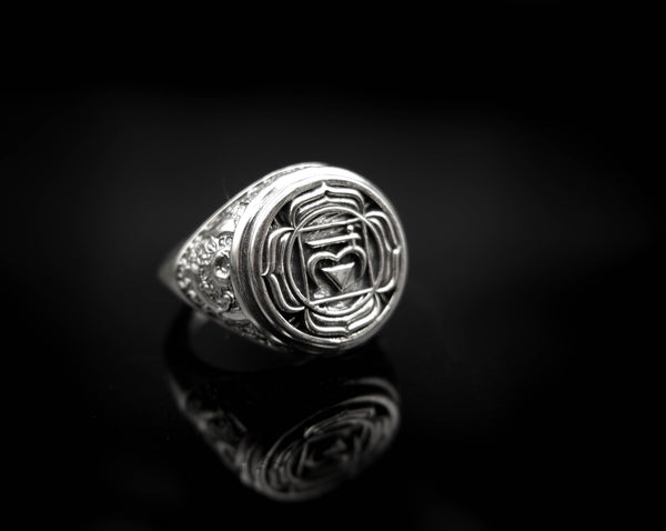 Muladhara Chakra Ring for Men Women Mandala Yoga Jewelry 925 Sterling Silver R-378