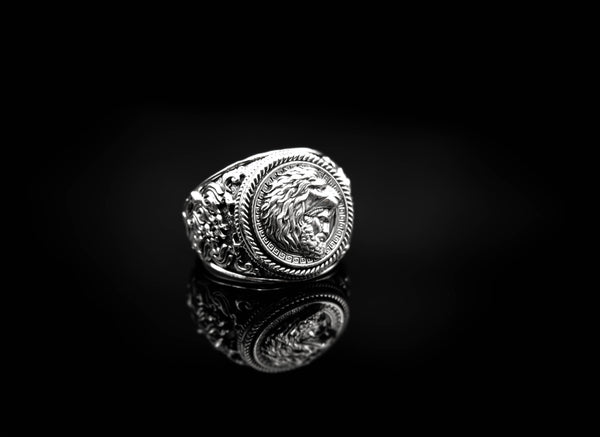 Hercules with Lion Ring Ancient Greek Mythology for Men Women Jewelry 925 Sterling Silver R-358