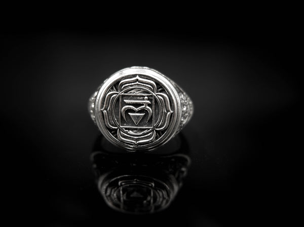 Muladhara Chakra Ring for Men Women Mandala Yoga Jewelry 925 Sterling Silver R-378