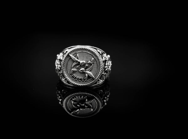 Pisces Zodiac Skull Ring Constellation Horoscope Gothic for Men Women Jewelry 925 Sterling Silver R-348