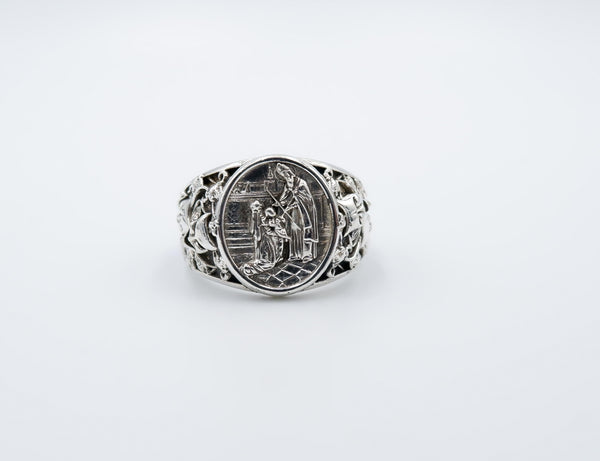 Saint Blaise Ring Protection Christian Catholic Jewelry 925 Sterling Silver R-537